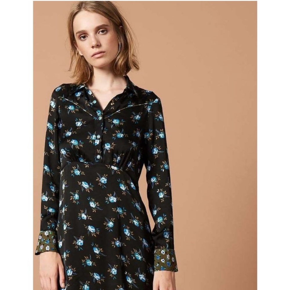 Sandro Paris Peche floral shirt dress